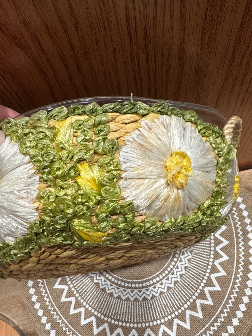 VTG Cottagecore Woven Basket Made in Philippines & Pyrex Glass Serving Bowl
